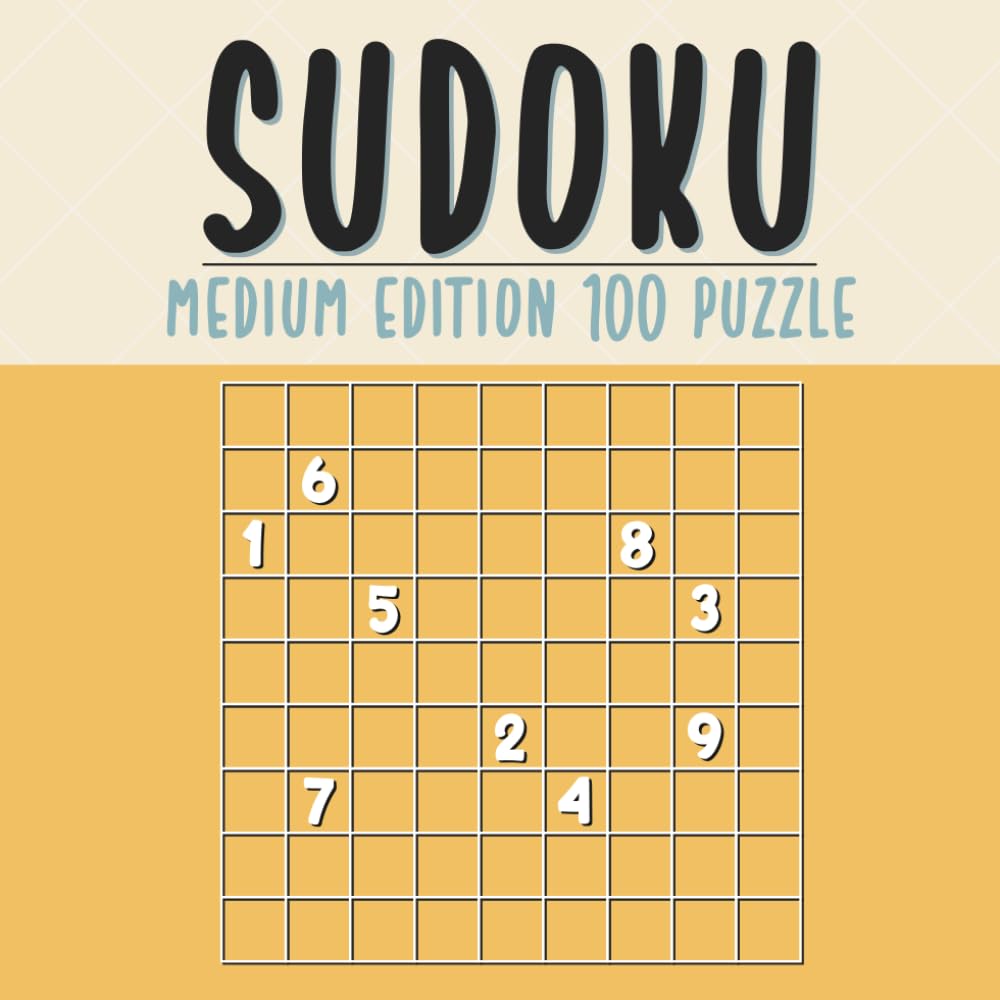 Sudoku Book: Sudoku puzzle book with Solutions medium edition(100 Puzzles)