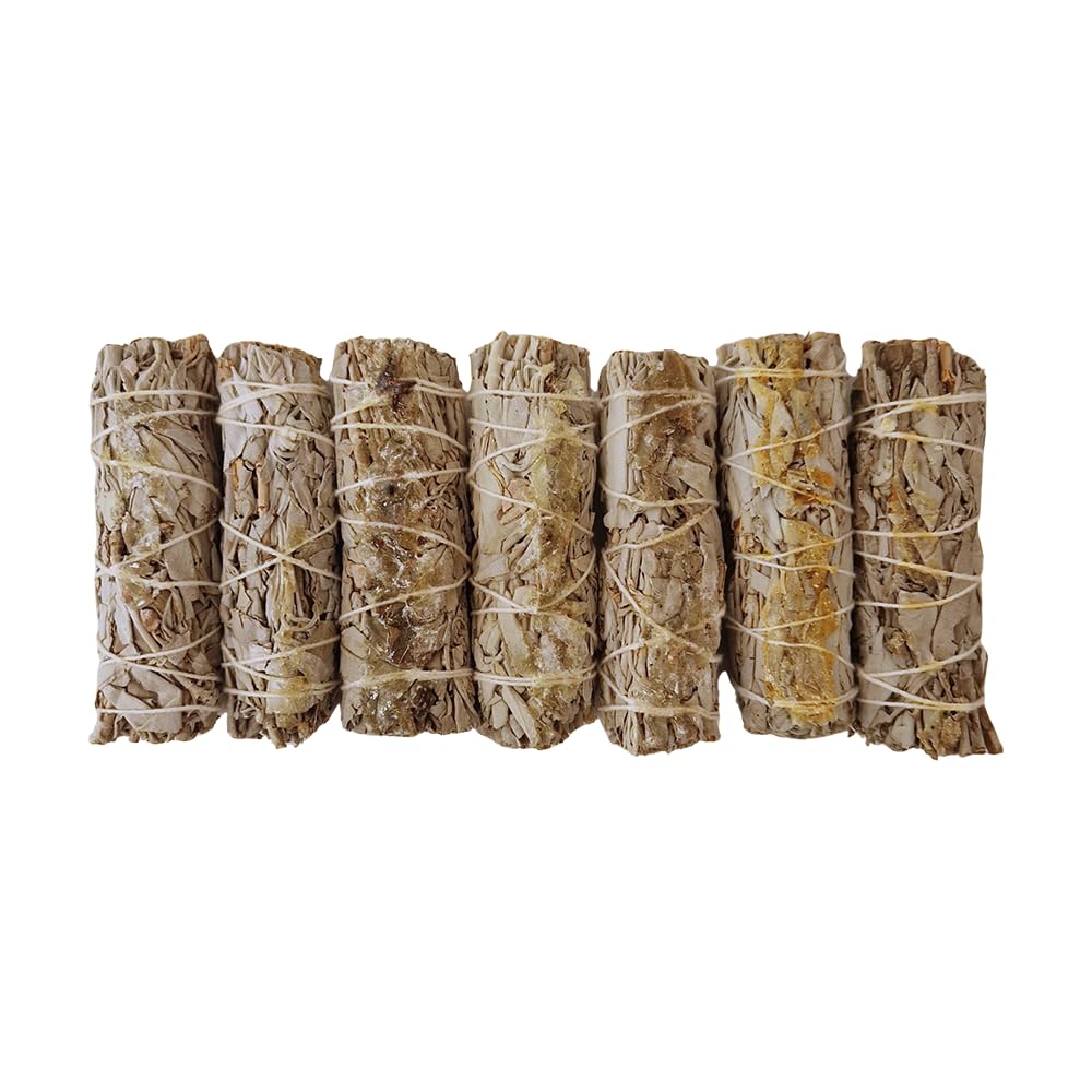 Smudge Stick, White Sage and Copal Resin 4", Pack of 6