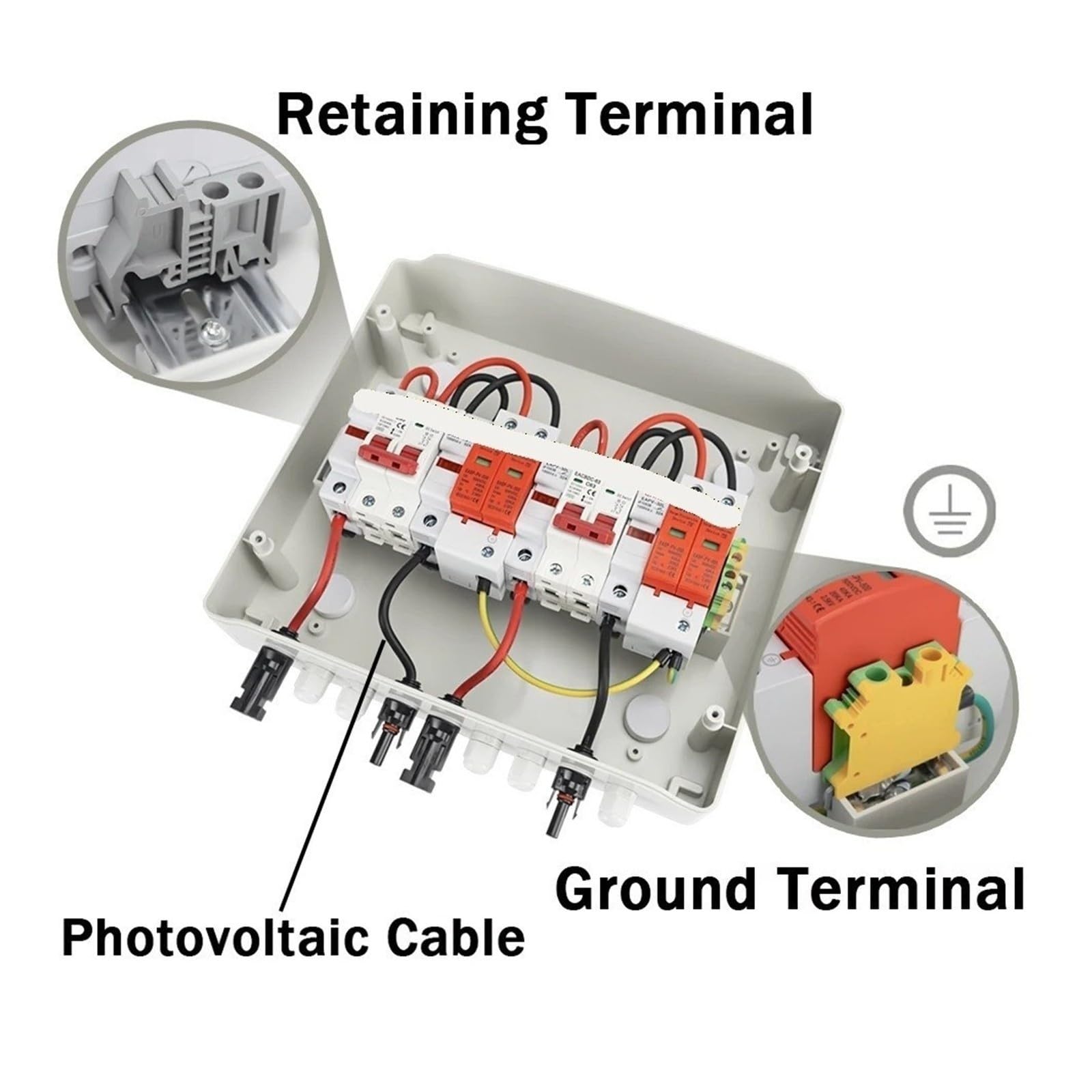 Solar Photovoltaic PV Combiner Box with Lightning Protection 2 Input