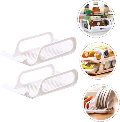 Miniatura 8 de 2 soportes de plástico apilables para latas, color blanco, contenedores de almacenamiento para refrigerador