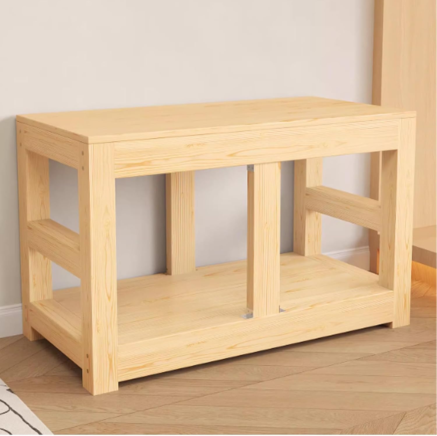Solid Wood Aquarium Stand with High Load Capacity and Reinforced Supports for Home and Office Use