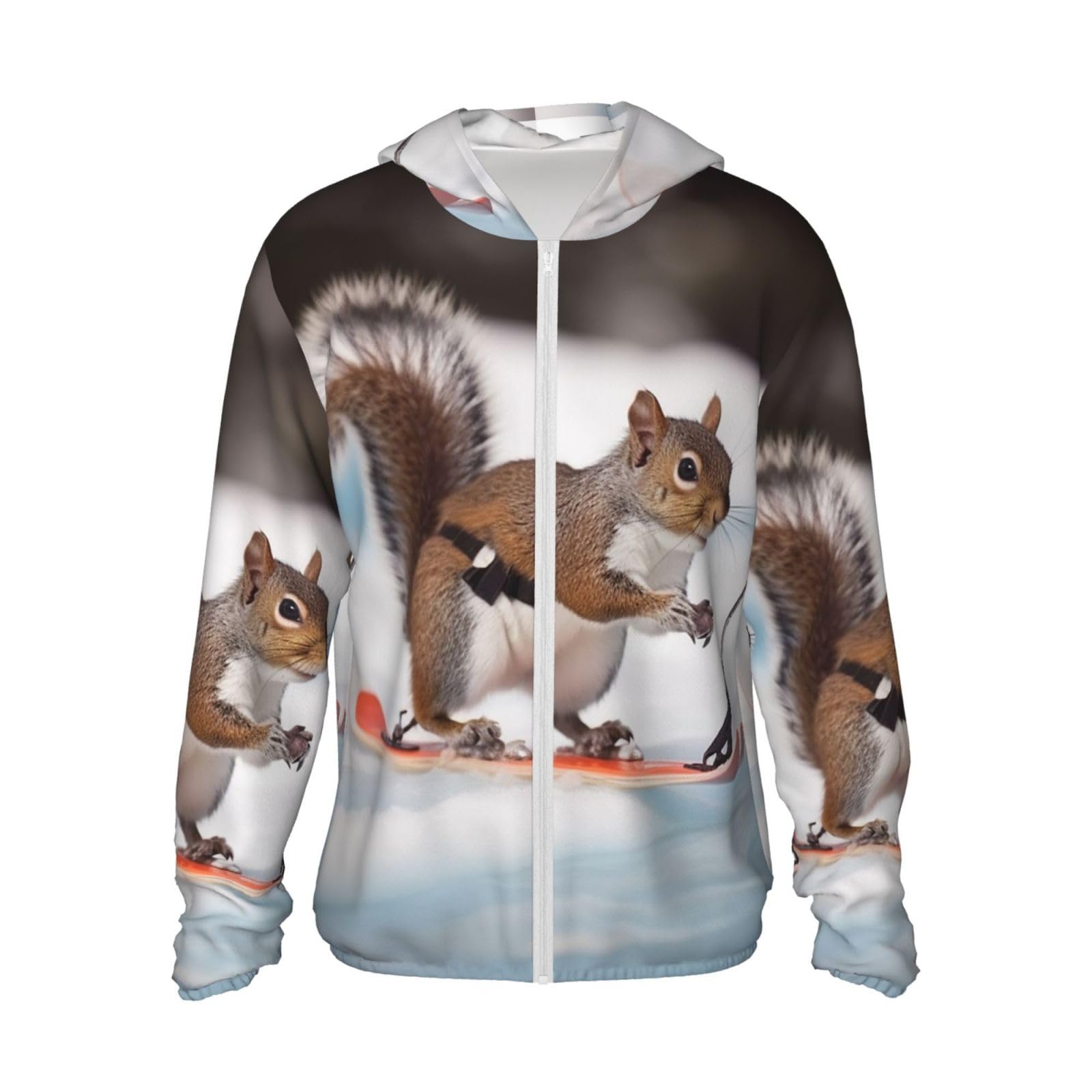 LZQPOEAS Sun Protection Hoodie Skiing Squirrel Jacket Lightweight Long Sleeve Sun Shirts for Outdoor Hiking Medium