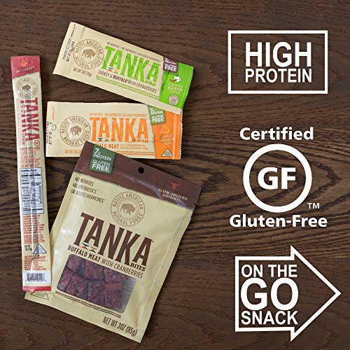 Bison Pemmican Meat Bites with Buffalo & Cranberries by Tanka, Gluten Free, Beef Jerky Alternative, Apple Orange Peel, 3 Oz, Pack of 6 (Packaging May Vary)