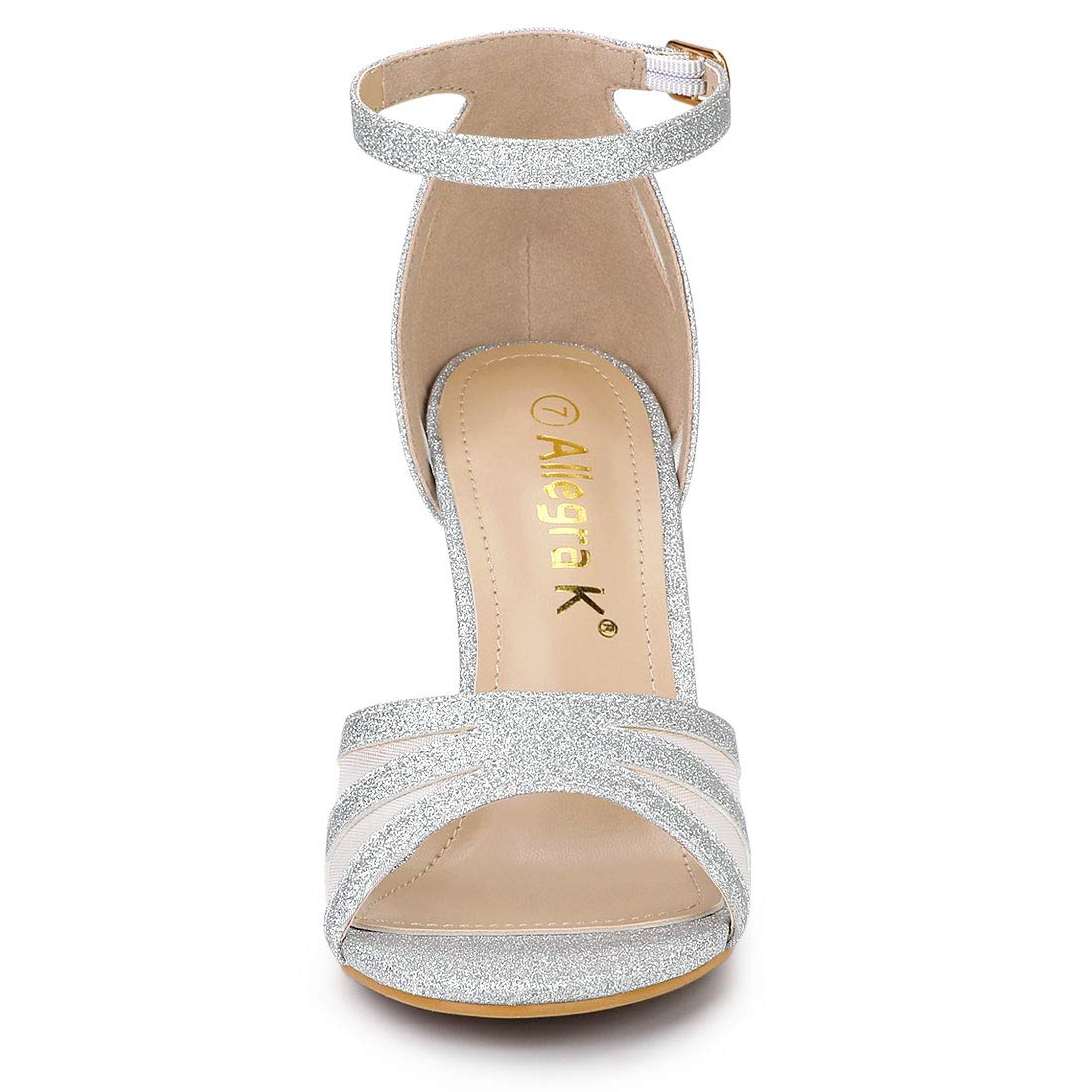 Allegra K Damen Glitzer Knöchelriemen Stiletto Heels Sandalen