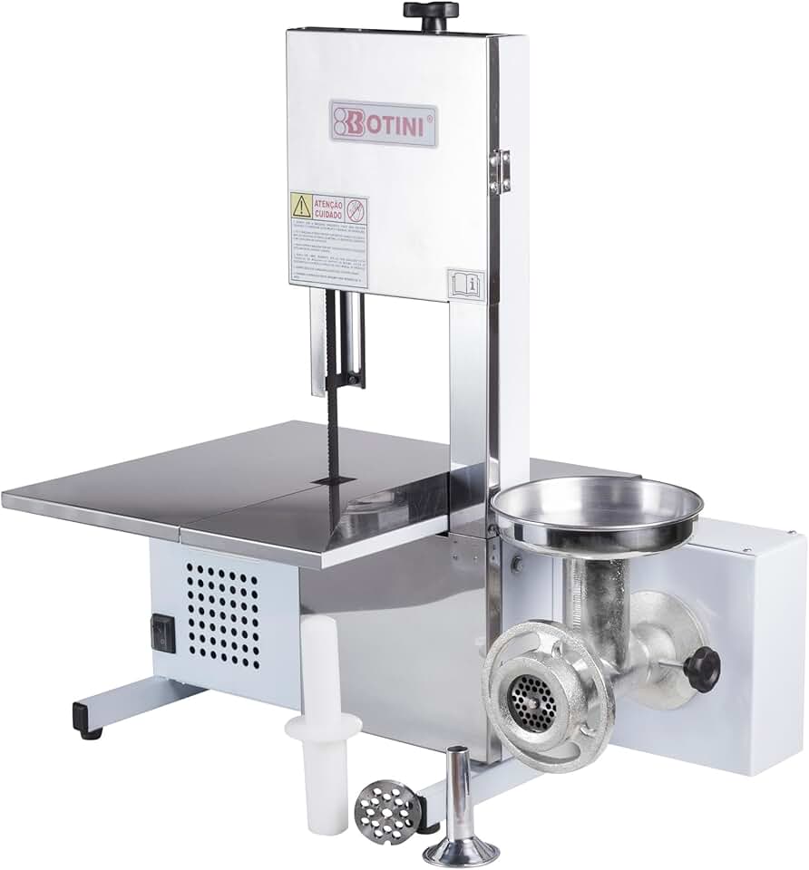 Serra de Fita de Bancada Para Carne Ossos Peixes Congelados C/Moedor Para Carne