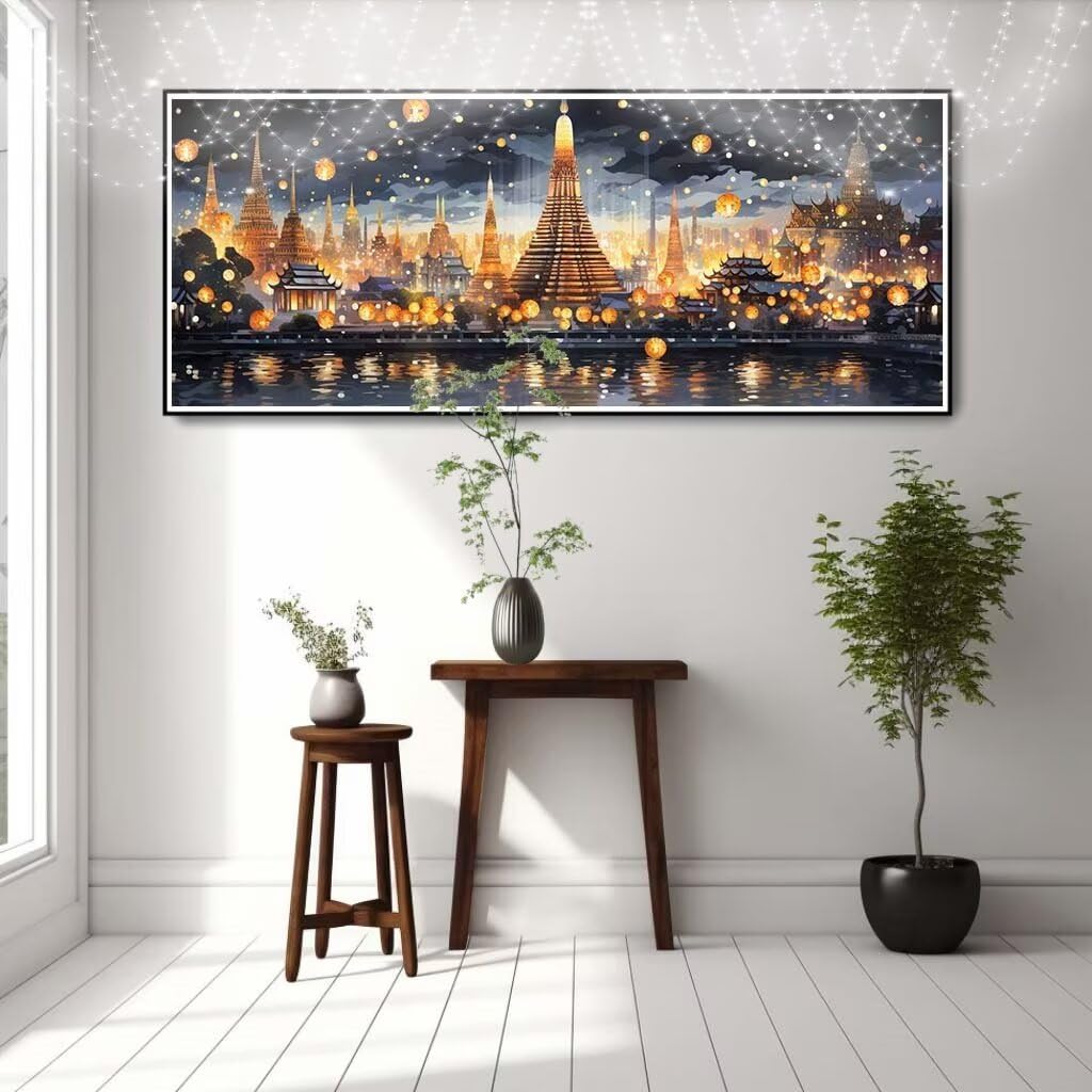 5D DIY Zestaw do malowania diamentowego Bangkok, krajobraz, diament, kryształowy ścieg krzyżykowy do dekoracji domu, pełny zestaw do malowania diamentowego, puzzle diamentowe rzemiosło dla dorosłych