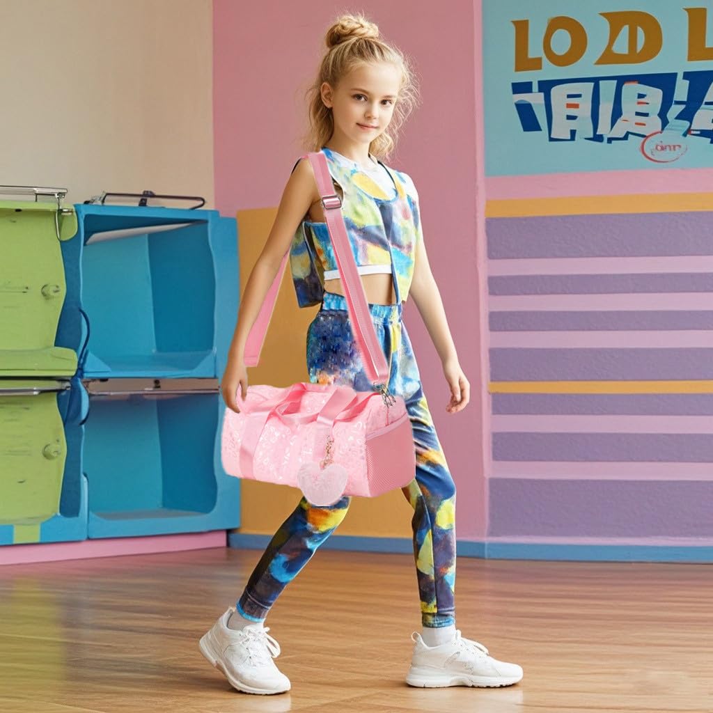 Borsa Sportiva Bambina Borsone Palestra Borsone Piscina Bambina Borsone Danza Ragazza per Tasca Bagnata