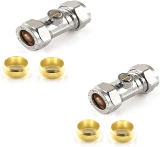 Isolating Valve 15mm Chrome + 2 Olives +2 Extra Olive - 15mm Brass. Wärmer System PSW TRADE SUPPLIERS LTD (2)