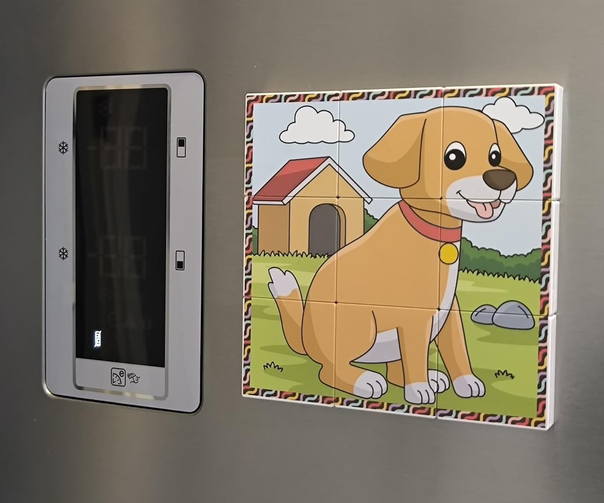 Manyetik Blok Çift Taraflı 9 Parçalı Mıknatıslı Puzzle 2 Görsel Köpek-Eşek