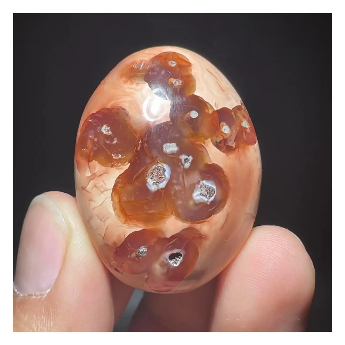 Cuarzo de ágata roja pulida en forma de corazón mineral de colección