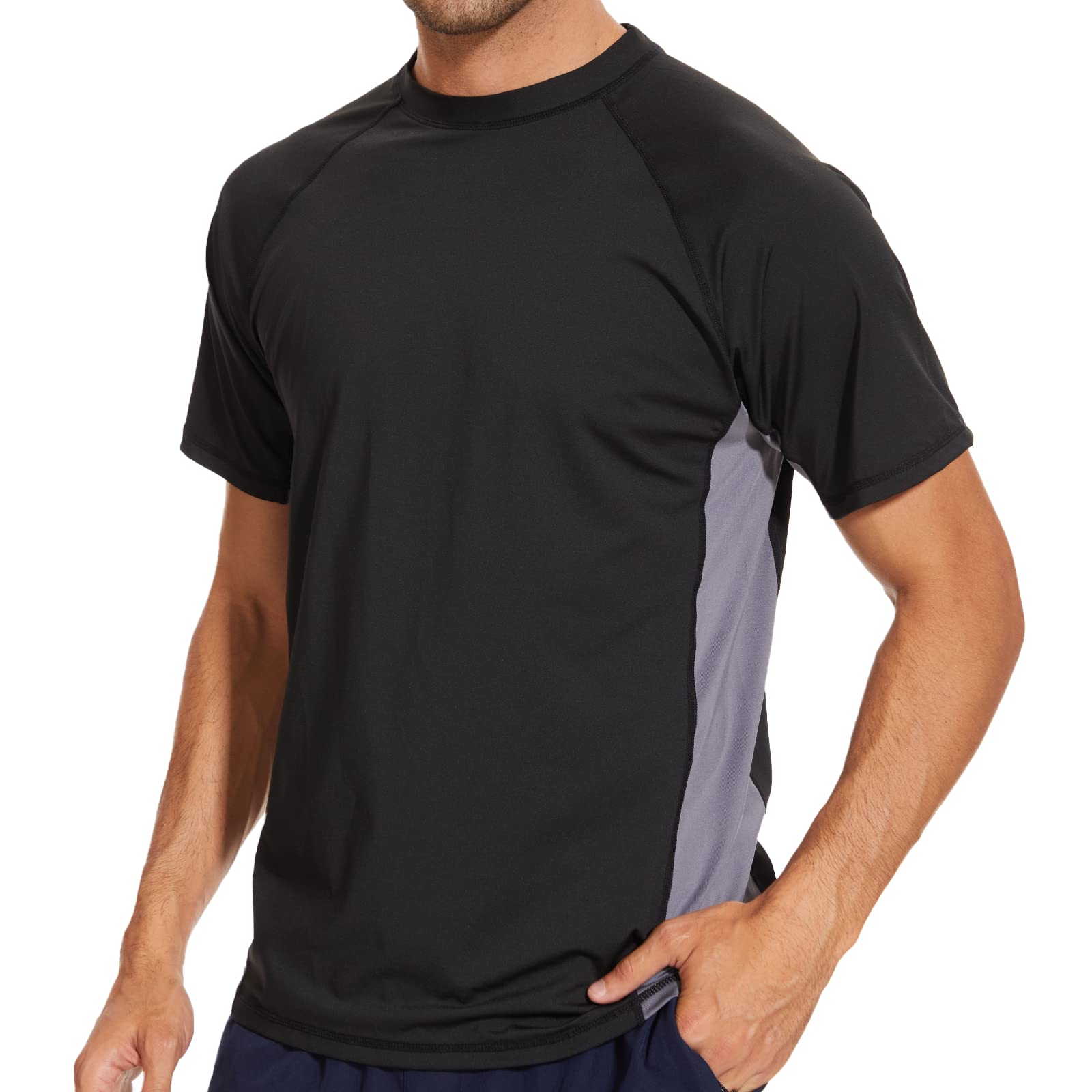 Arcweg Herren Rashguard UV T-Shirt Schwimm Shirt Kurzarm Schnell Trocknend Wassersurf-Shirt UPF 50 Tops Badeshirts (M-3XL)