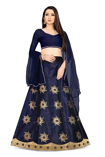 Womens Designer Heart Hot Fix Semi-Stitched Lehenga Choli 3/4 Sleeves Lehenga Choli for Womens