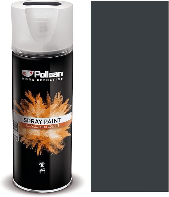 Polisan Spray Paint | Anthracite Grey | Perfect for Radiator, Plastic, Fabric, Metal, Wood, Bike, Marking | 400ml | RAL 7016 | Single Pack