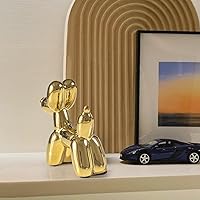 Vista 7 de Notakia Linda estatua de globo de perro de cerámica en oro, manualidades para decoración de sala de estar y escritorio, estatua de animal