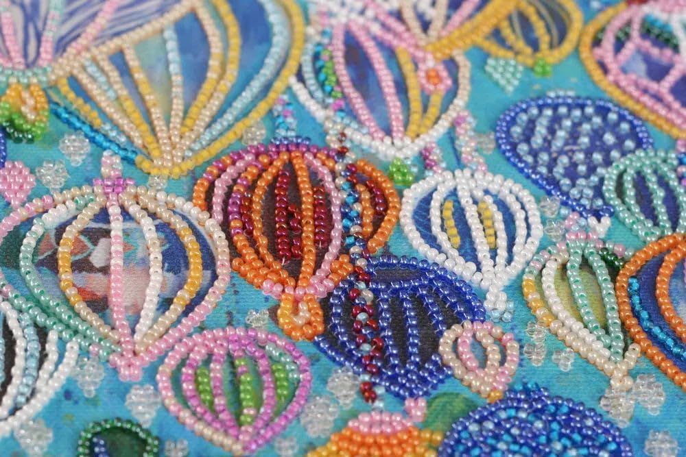 Wizardi Bead Embroidery Kit - Into the Sky. Colorful Beads, Beading Needles. DIY Kit. Embroidery for Beginners. Home Decor. AB-701 Abris Art