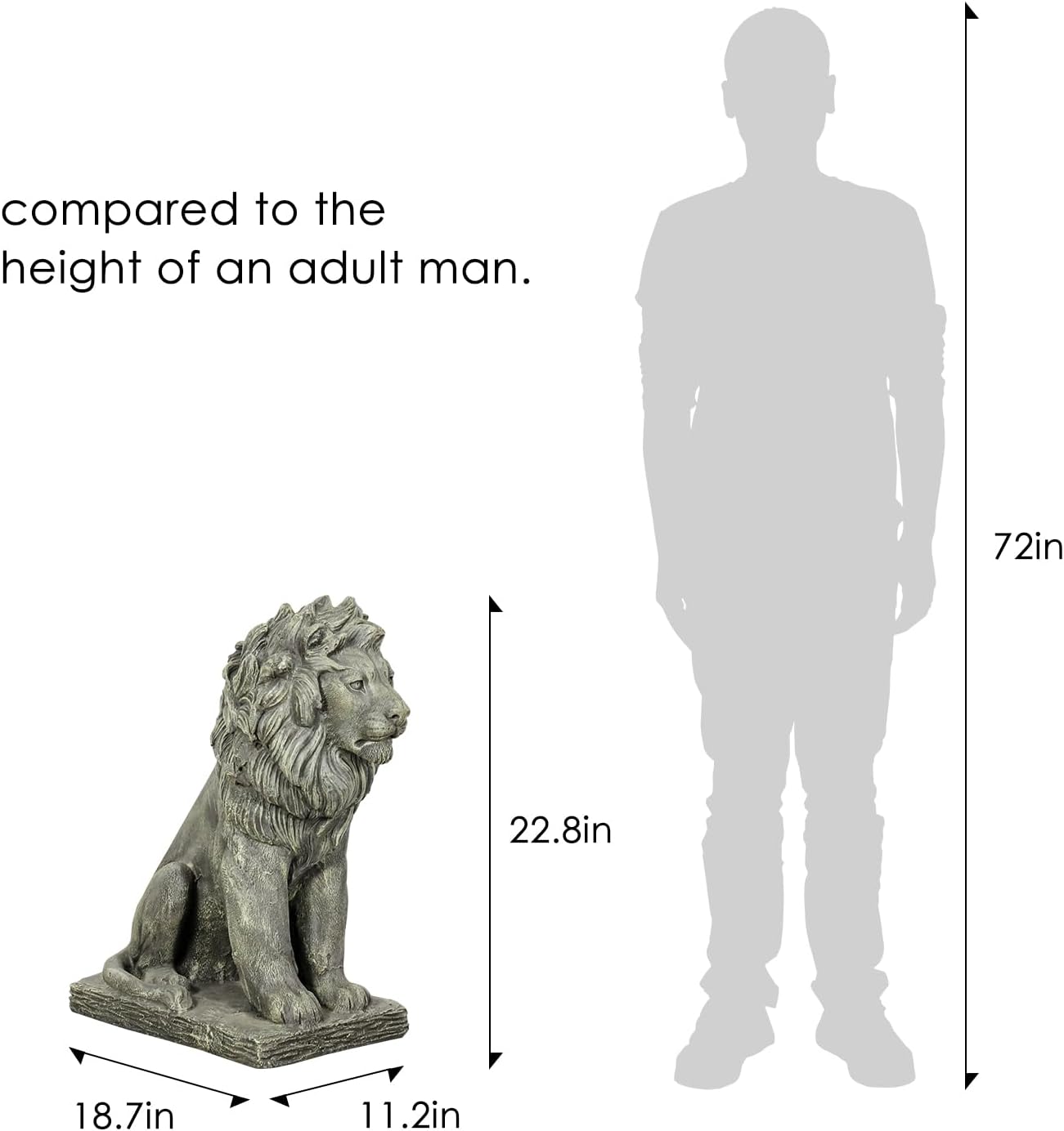 Guardian Lion Statue Garden Outdoor Sculpture Decoration - 22.8" H Concrete Seated Lion Statue for Home Décor Patio Yard Garden