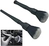 Bansusu Car Detailing Brush Artificial Fiber 2 PCS Ultra Soft Synthetic Bristles Black Car Brush Interior Leave No Trace Easy Cleaning for Detail of Car, Motorcycle