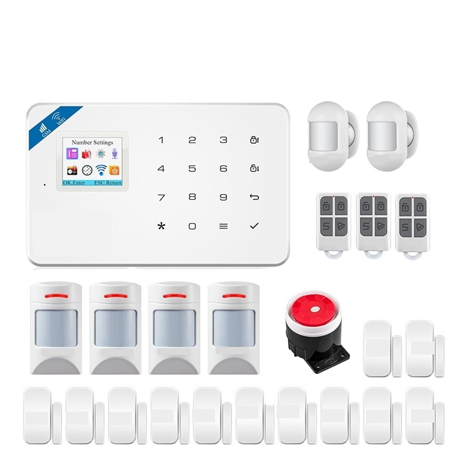 Sistema de Alarma de Seguridad para el hogar, Alarma gsm W181, de Alarma, Unidad Central, Tuya, Sensor Puerta inalámbrico Inteligente, antirrobo(Kit 2)