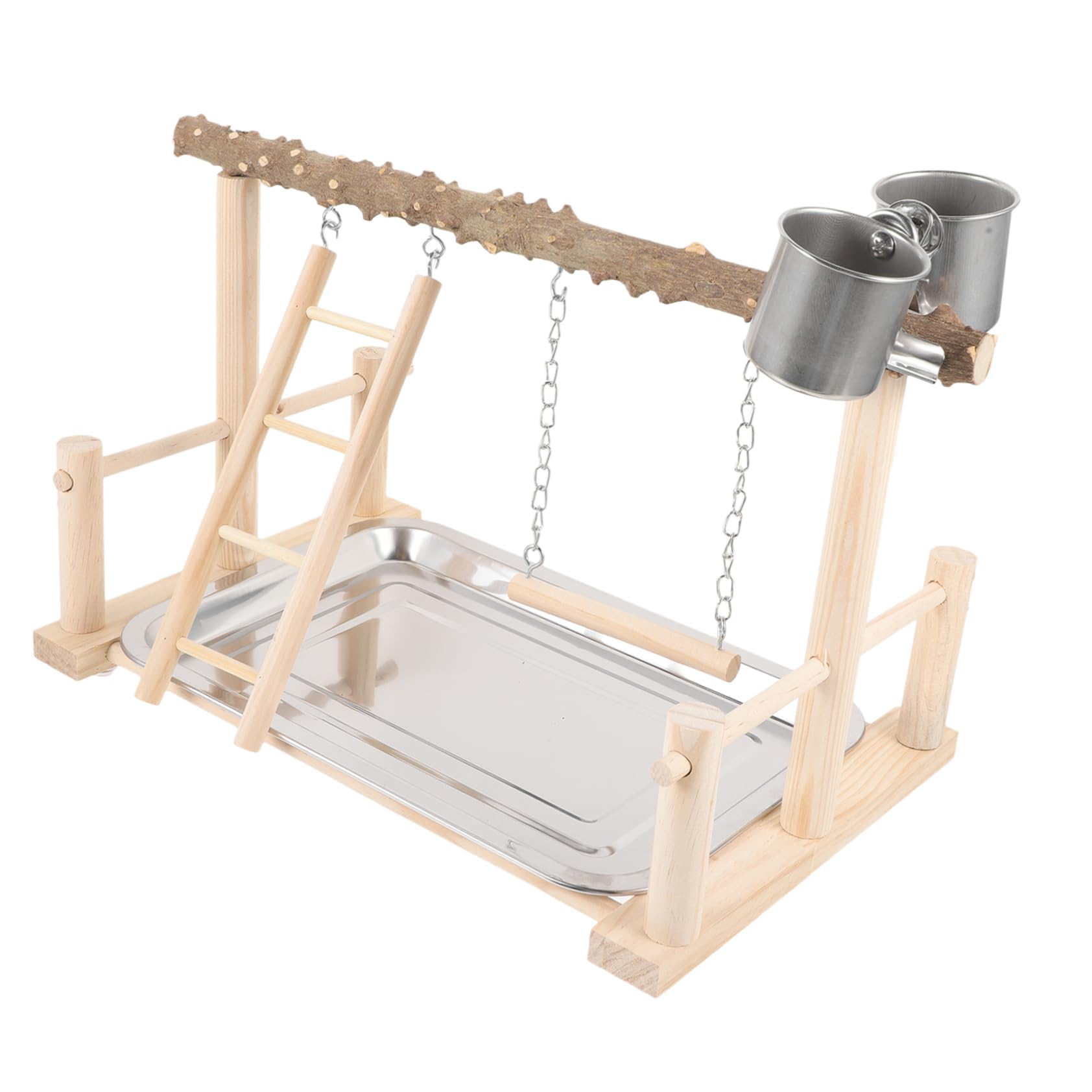 BESPORTBLE Soporte de Percha Natural para Loros de Madera Comedero Antideslizante y Plataforma Cómoda para Entrenamiento y Juego de Aves en Casa