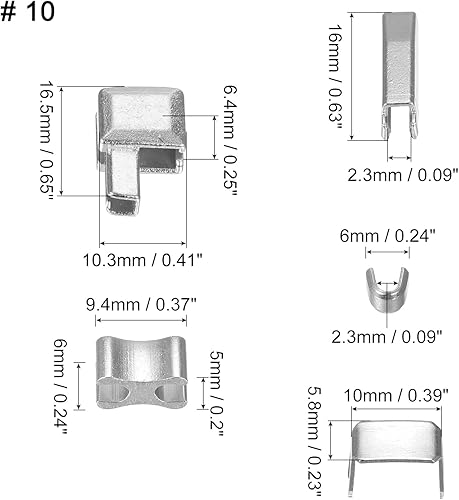 Miniatura 2 de uxcell Kits de reparación de cremallera, caja de retención deslizante de pestillo de metal #10, pasadores de inserción y tapones inferiores