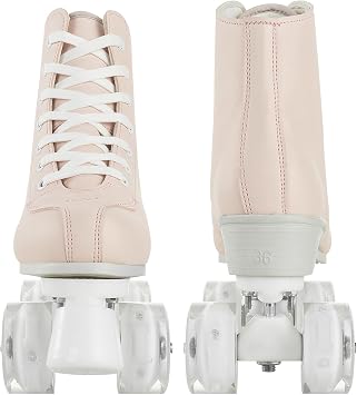 Jessie Roller Skates for Women Men, High Top PU Leather Classic Double-Row, Indoor Outdoor, Beginner