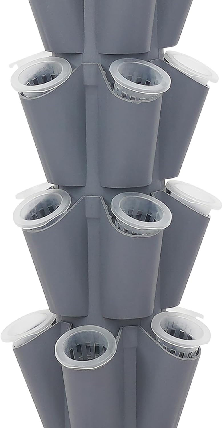 Kit de Culture Hydroponique 10 Niveaux 50 Trous avec Roues et Réservoir d'eau Verticale Système Tour Hydroponique,pour Culture de Tomates, Concombres, Fraises, Poivrons
