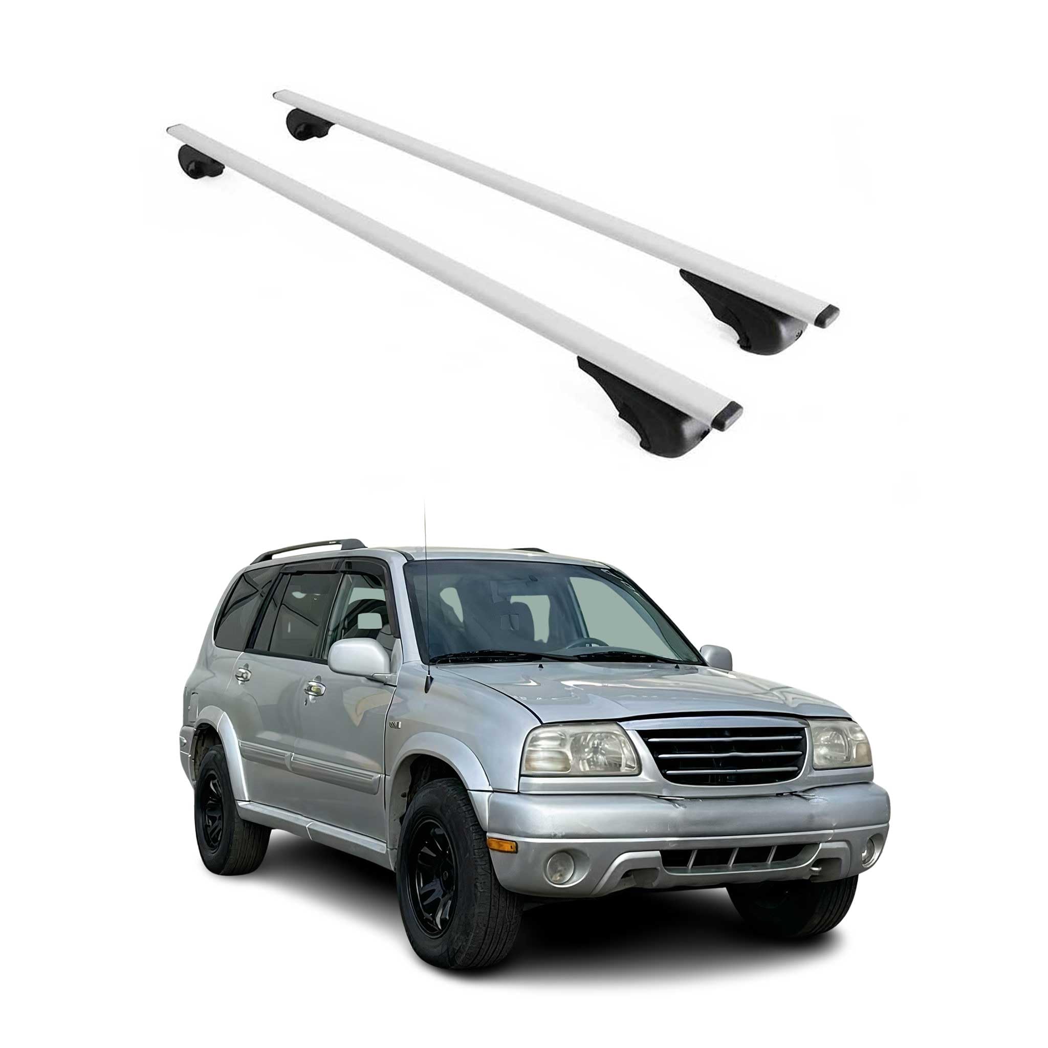 Barres De Toit Transversales Aluminium Noir Compatible Suzuki Grand Vitara 1998-2005