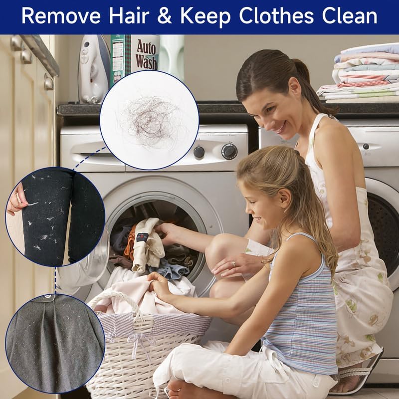 Miniatura 4 de Removedor de pelo de mascotas para lavandería, 12 unidades reutilizables para quitar pelusas para limpiar la lavadora