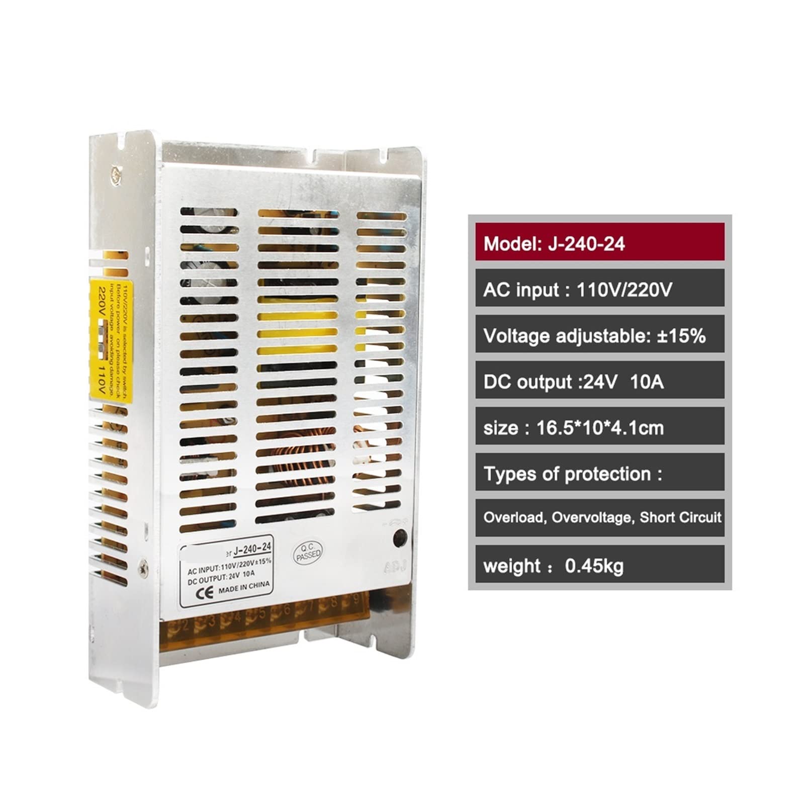 Dianqi J-240-24 24v 10a 240 W Zasilacz Przełączający DOPROWADZIŁO Zasilanie Światła Strip 2 4V 10a 240 W. Transformator 100-240v.