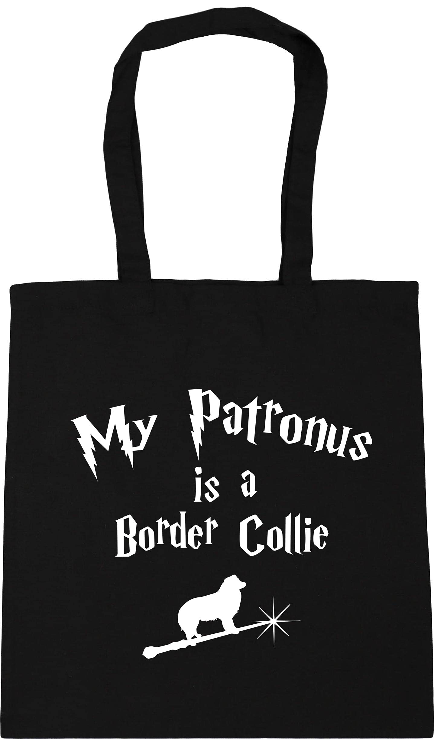 Hippowarehouse My Patronus Is A Border Collie Tote Shopping Gym Beach Bag 42cm x38cm, 10 litres