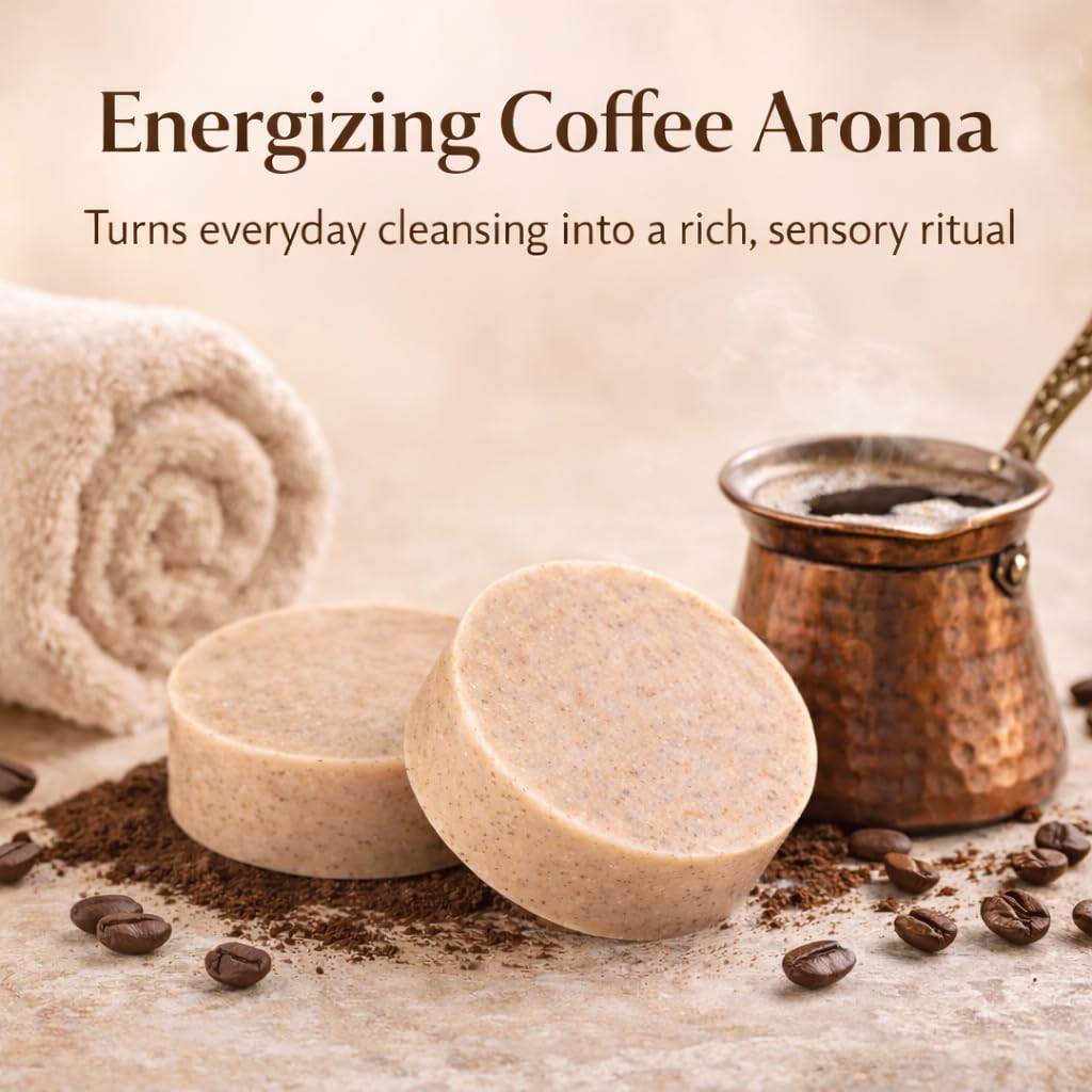 PARK & OZ Natural Coffee Soap with Real Turkish Coffee | Exfoliating Body & Face Bar | Stimulates Circulation & Energizing Coffee Aroma | Handmade Skincare (Coff, 4) image 4