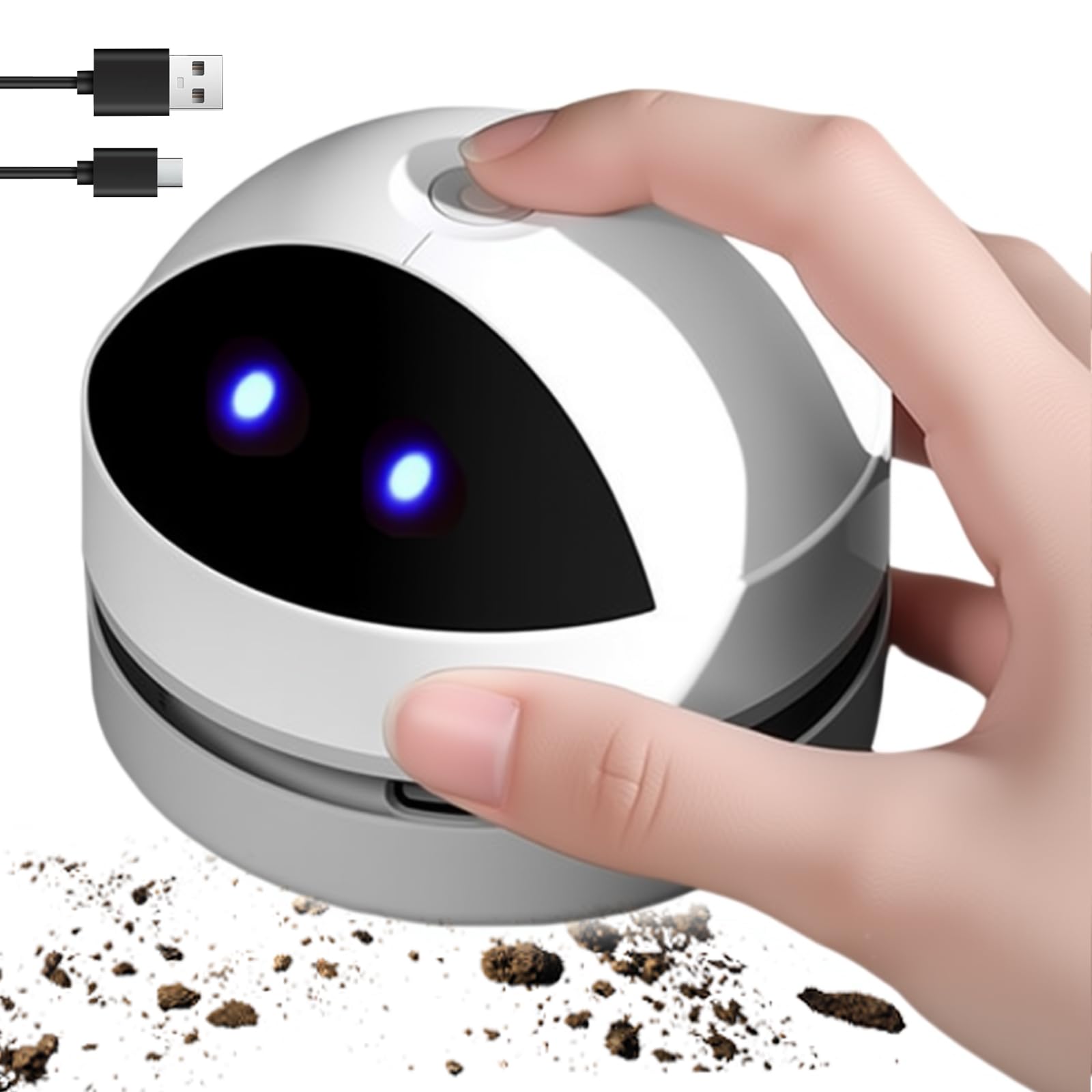 SPORWAY Tischstaubsauger Mini Tischsauger, Klein Handstaubsauger USB Wiederaufladbar Staubsauger, Hohe Saugleistung Staub Reiniger Elektrische PC Staubgebläse für Tastatur Desktop Sofa (Weiß - 2)