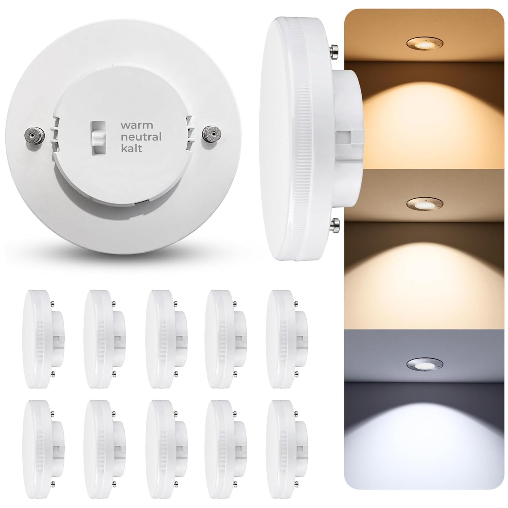 SSC-LUXon LumiFLEX GX53 - lot de 10 ampoules LED 5W 3-en-1 blanc chaud