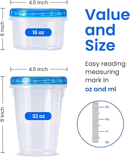 Miniatura 2 de RFAQK 48 recipientes de almacenamiento para congelador con tapas (32 y 16 onzas), 24 recipientes de almacenamiento de alimentos con 24 recipientes