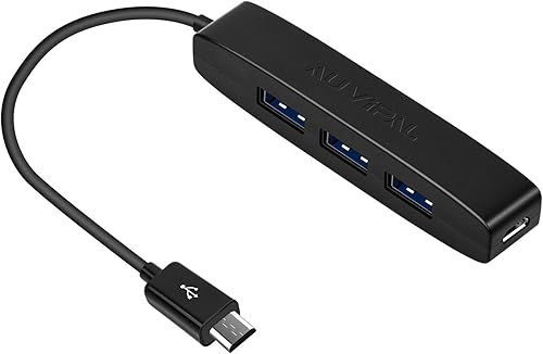 AuviPal Adaptador de concentrador OTG Micro USB de 3 puertos (3 puertos USB + puerto de alimentación) para Fire Stick 4K, PlayStation Classic,