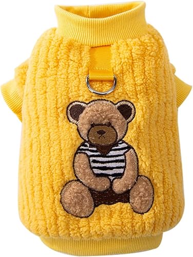 Sudaderas para perros pequeños, ropa de forro polar para mascotas, lindo suéter a rayas para perro con agujero para la correa para perro suave con