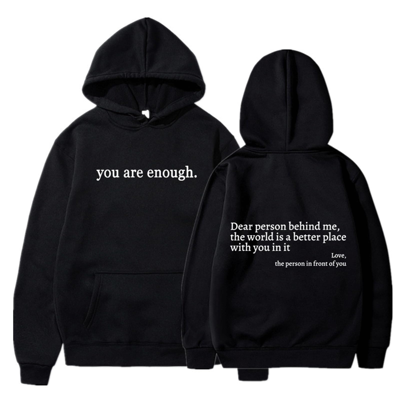 GenericYou are Enough Hoodie, Dear Person Behind Me Hoodie for Women Sweatshirts Casual Letter Print Sleeve Pullover Gift