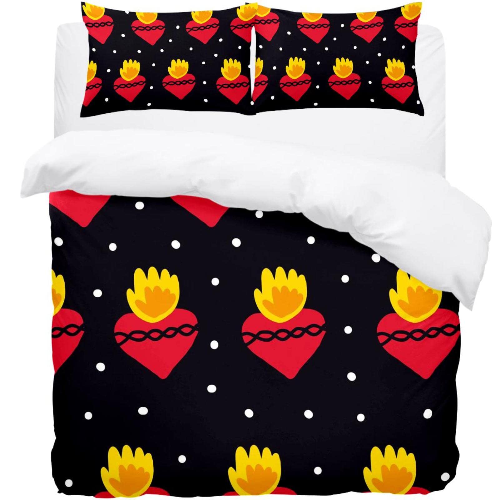 Housse de couette ananas noir avec ses taies d'oreiller assorties pour lit adulte