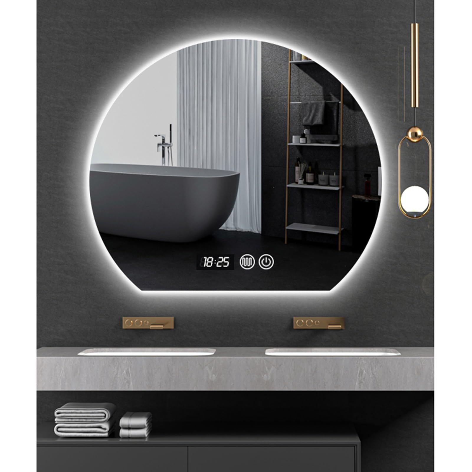 SDCFFC LED Bathroom Mirror with Lights, for Wall Dimmable Makeup Mirror, Waterproof, Shatter-Proof Defogger Mirrors
