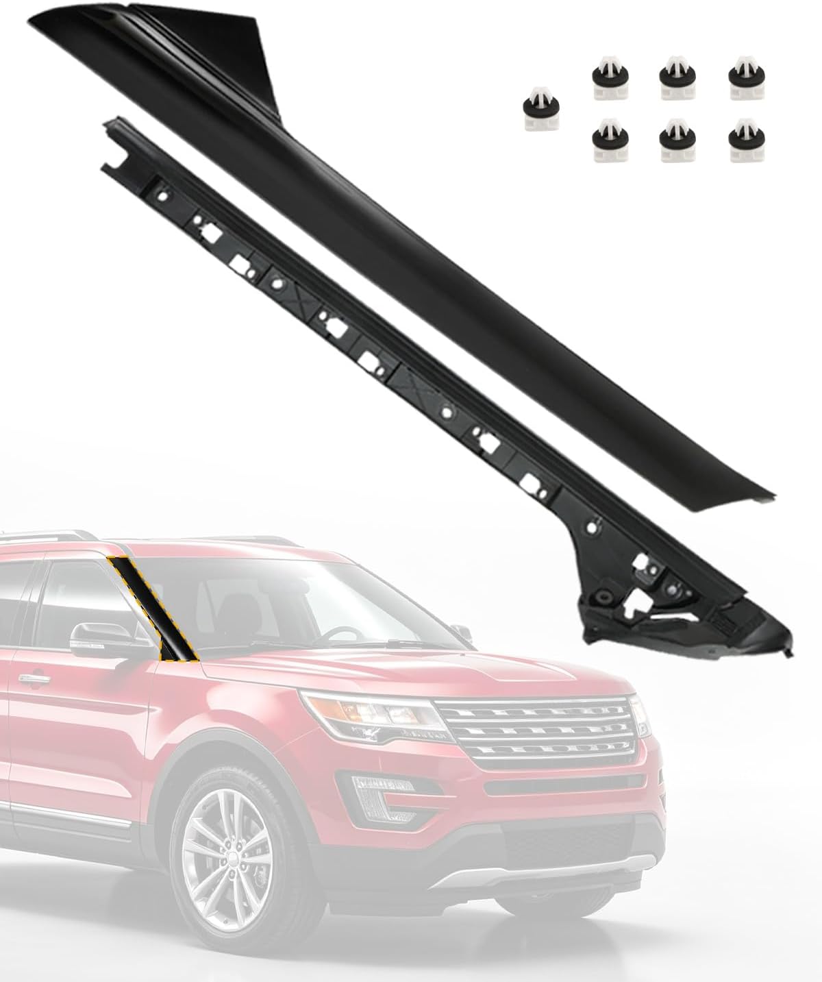 Windshield Trim Molding A-Pillar Set, Compatible with 2011-2019 Ford Explorer,Front Outer & Inner Right Passenger BB5Z7803144AA BB5Z-7803136-AA BB5Z7803136BA BB5Z-7803144-AA 926-451 Window Accessories