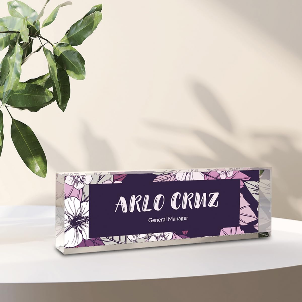Personalized Office Name Plate, Custom Acrylic Desk Nameplate, Modern Style, Words &amp; Quotes Theme, Tabletop Mount, Landscape Orientation, Office Decor, Gifts