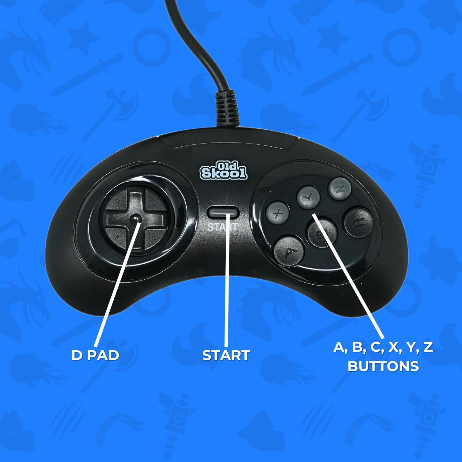 Old Skool Pro Gamer Series Controller for Sega Genesis - Sega Genesis - Very Good - Used Accessory - Image 4