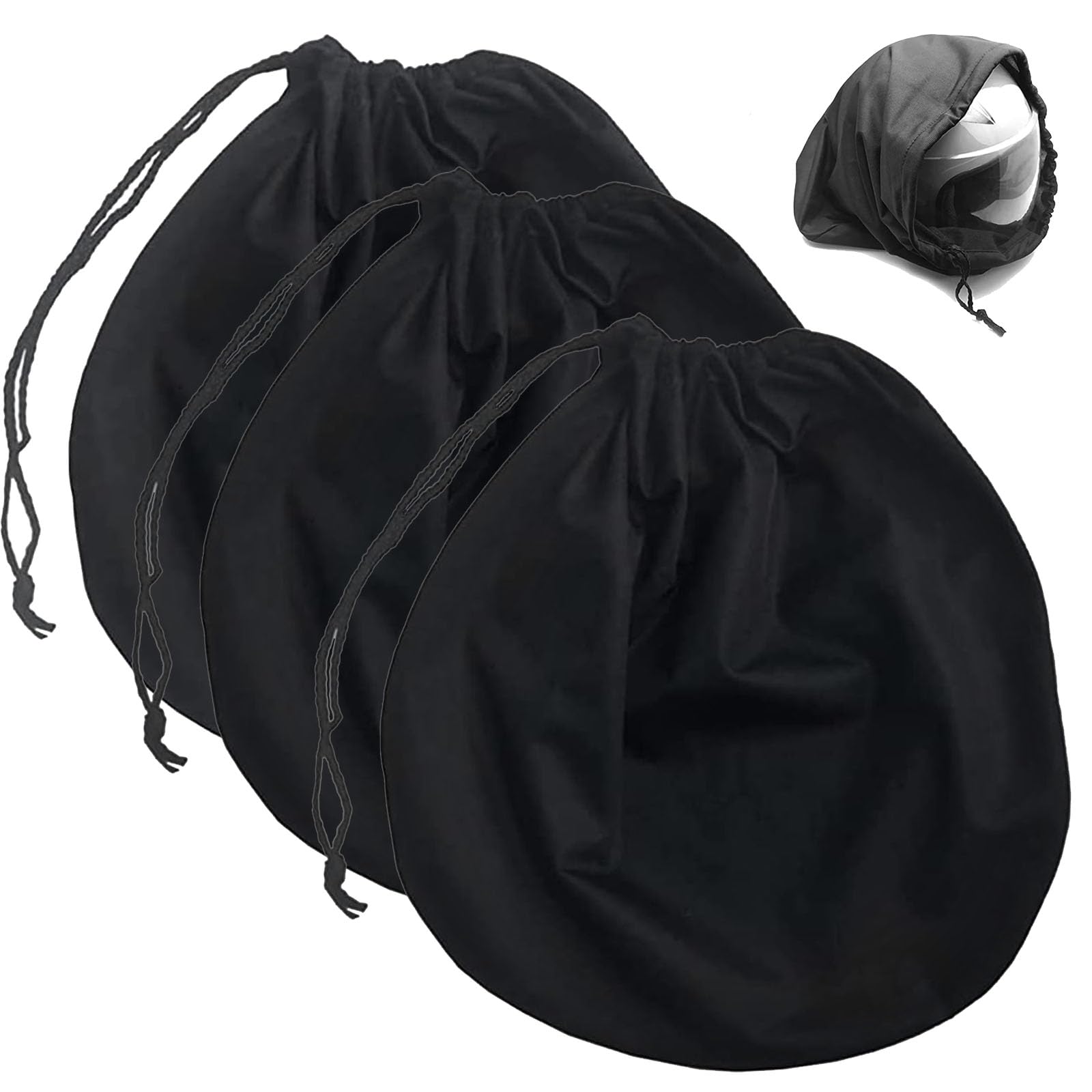 3 Stück Tragbare Motorradhelmtasche,Schwarz Helmtasche Motorrad,Universal Motorrad Helm Tasche,47x43cm Plüsch,für Motorradhelm, Fahrradhelme, Skihelme, Basketball, Fitness