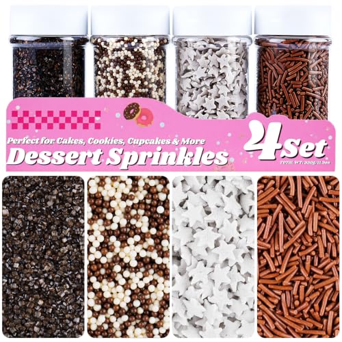 Chocolate Brown Sprinkles, 11.3oz Star Nonpareils Jimmies Sugar Sprinkles