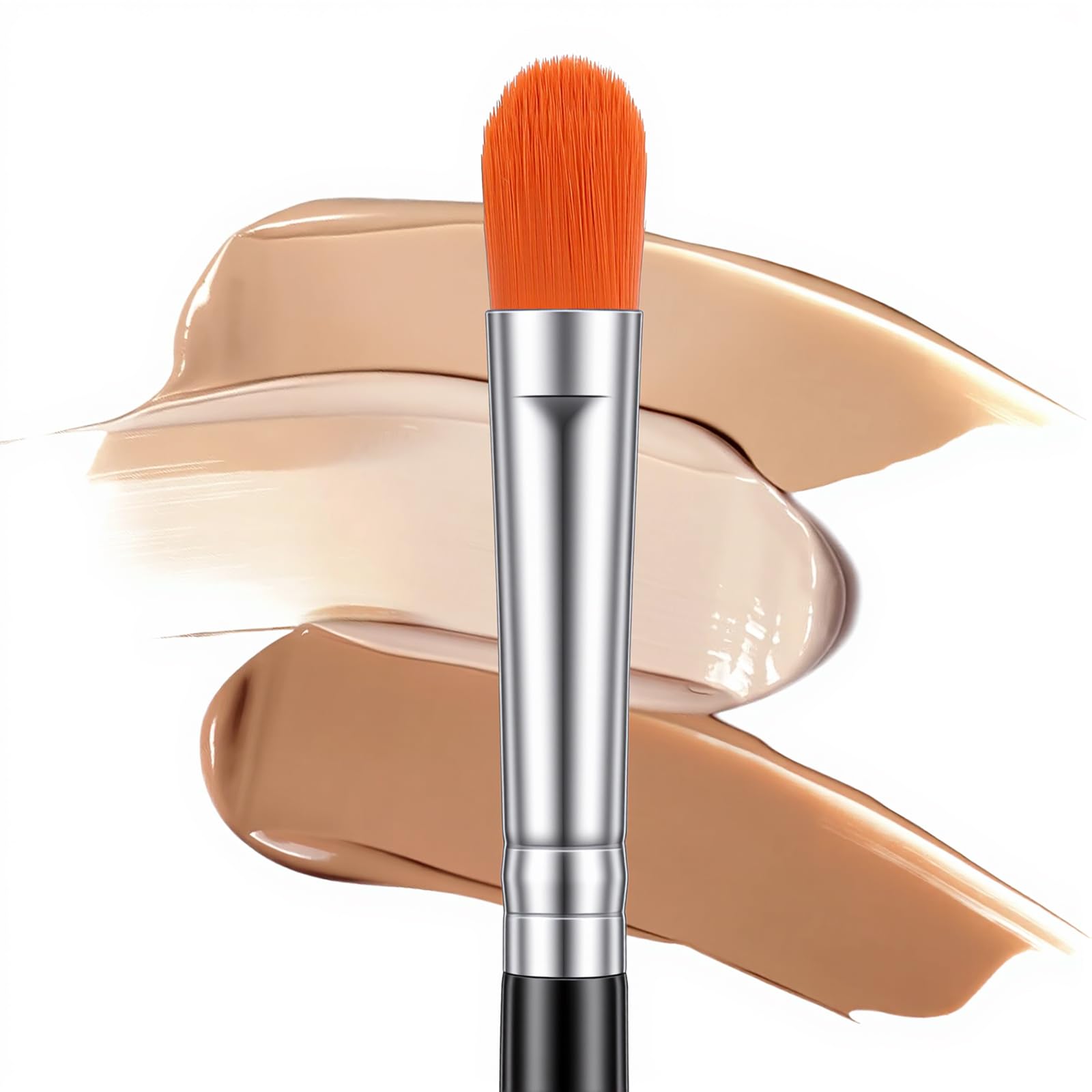 Photo 1 of 1 Pcs Flat Rounded Concealer Brush, Extra Flat Eyebrow Brush & Eye Shadow Primer Applicator, Soft Dense Synthetic Small Makeup Brushes for Blending Cream Liquid Powder