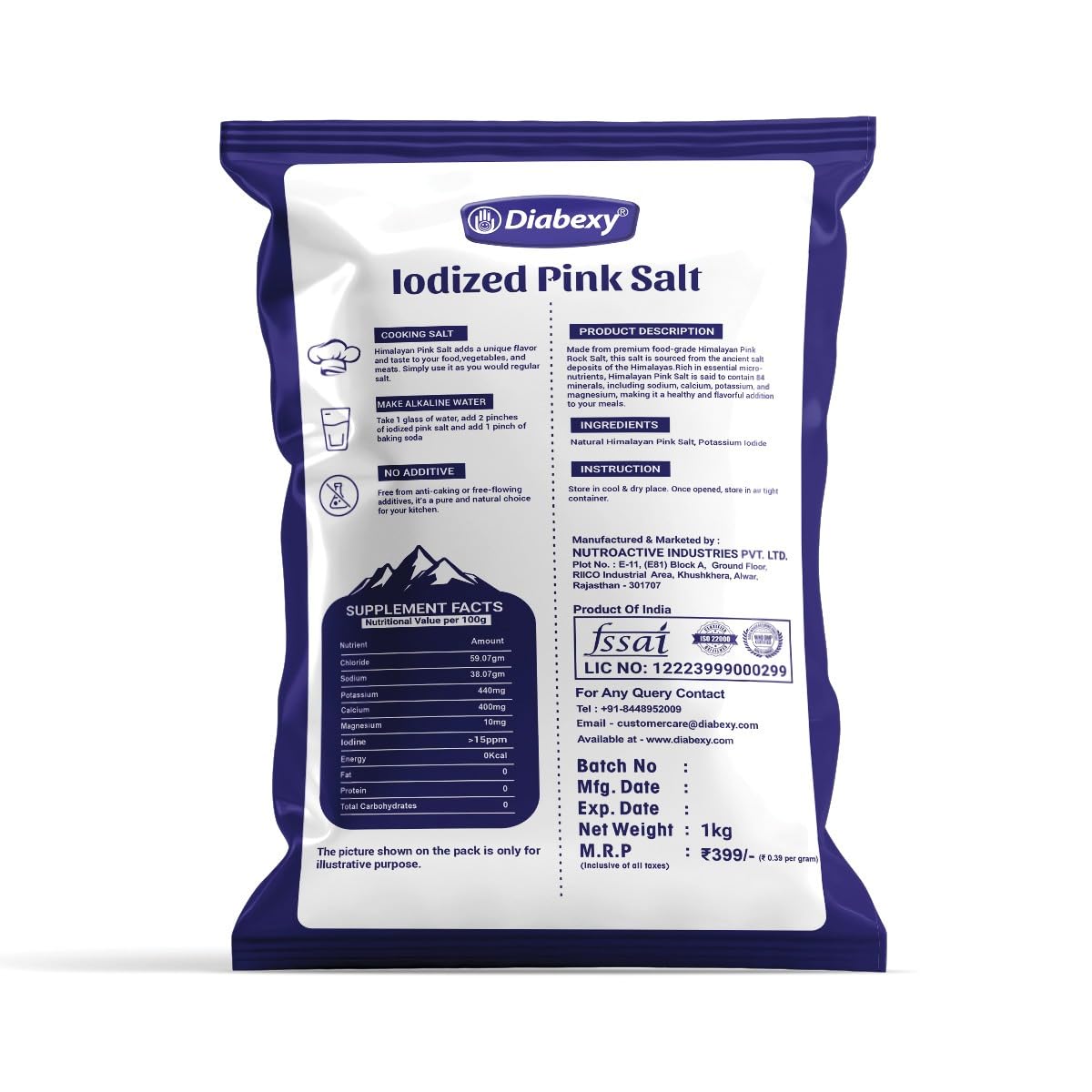 Diabexy Iodized Himalayan Pink Salt - 1 kg | Nutrients and Minerals | No Additives | Unrefined - Image 2 thumbnail