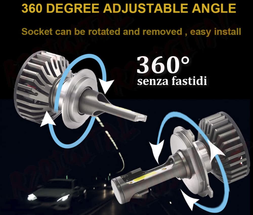 Lampade auto Led 4300K H4 H5 14000lm Bianco lunare, Lampade auto R2 G40 ottime per auto epoca, Lampade auto LUCI DOPPIA LUMINOSITA' ABBAGLIANTI e ANABBAGLIANTI (H4 4300)
