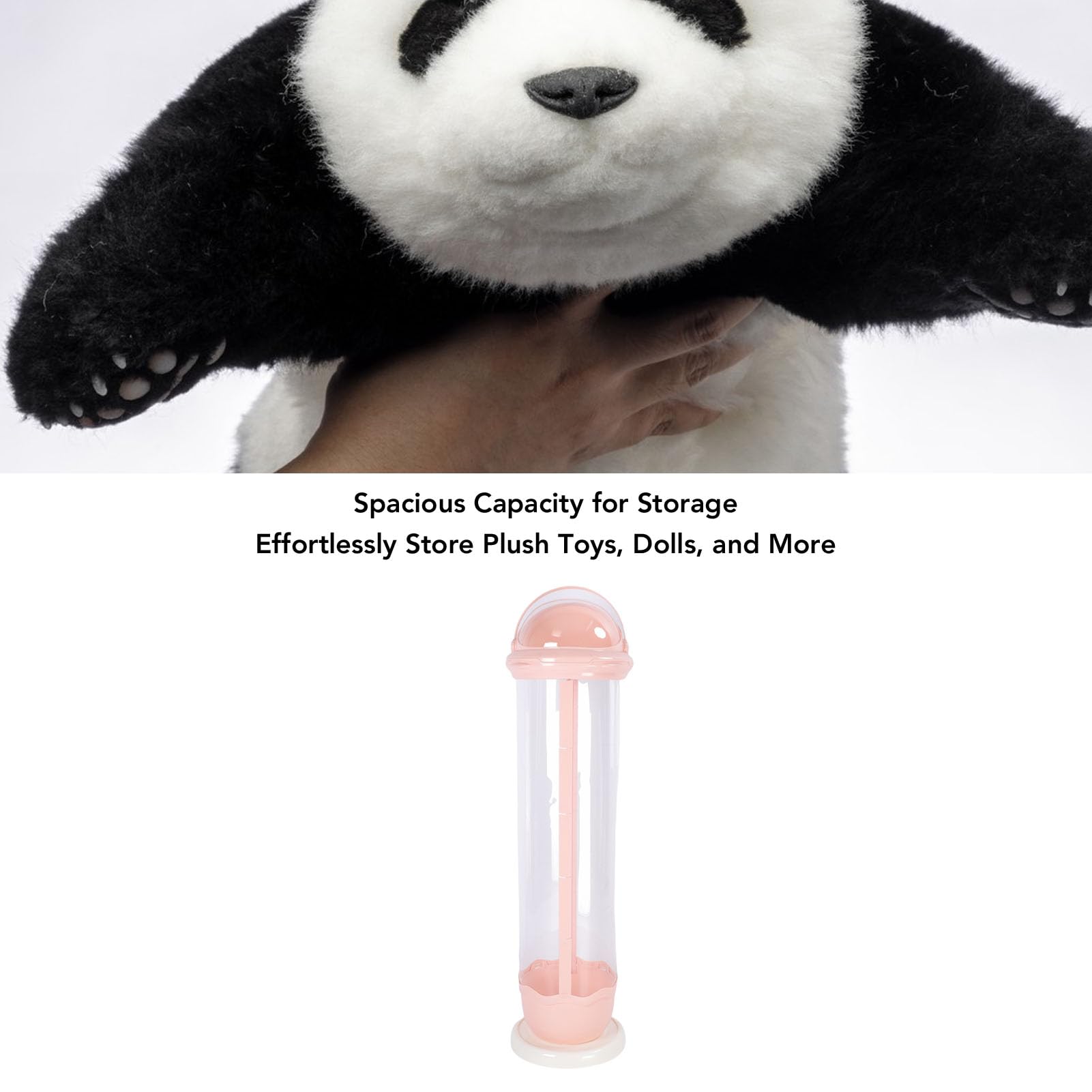 Stuffed Animal Storage Tube Plush Toy Organizer Transparent Vertical Storage Bin with Zip Closure for Kids Room Toy Organization