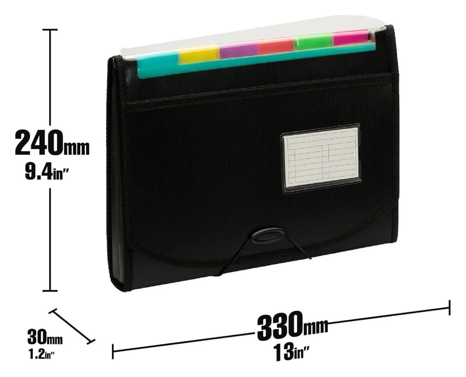 Carpeta expansible, Organizador de Documentos Carpeta de Archivos expandible de 13 Bolsillos con pestañas divisorias Negro 240x30x330 mm