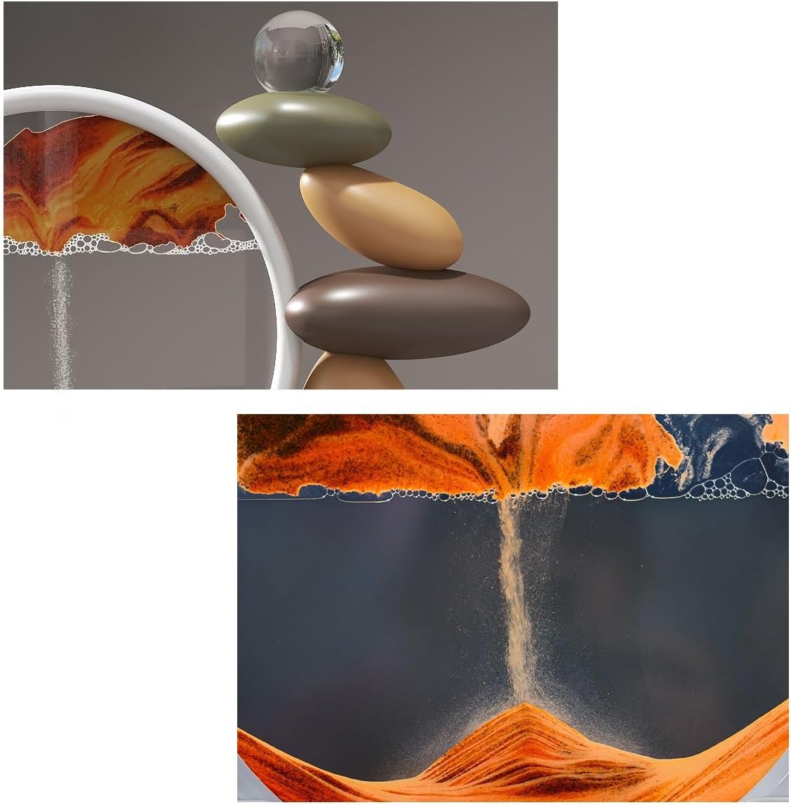 Moving Sand Art Liquid in Motion 10'' Home Decor Large Dynamic 3D Deep Sea Sand Painting Ornaments Moving Sand Art Picture Sand Art for Office, Bedroom(F)